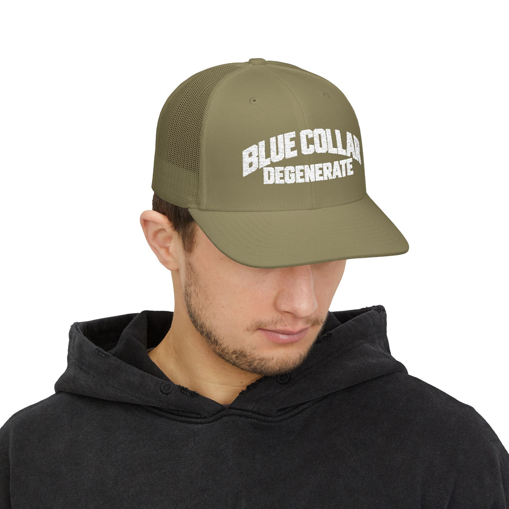 Snapback Trucker Cap Embroidered Blue Collar Degenerate Hat