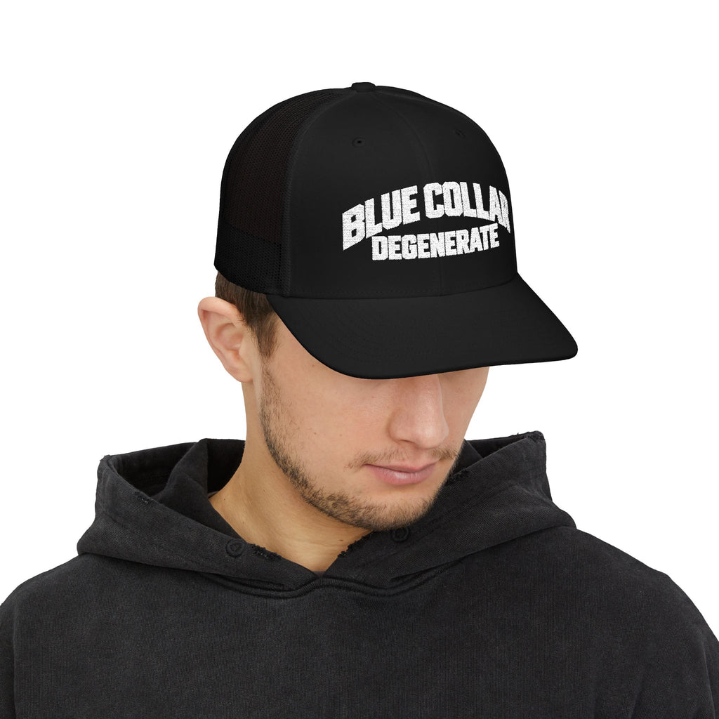 Snapback Trucker Cap Embroidered Blue Collar Degenerate Hat