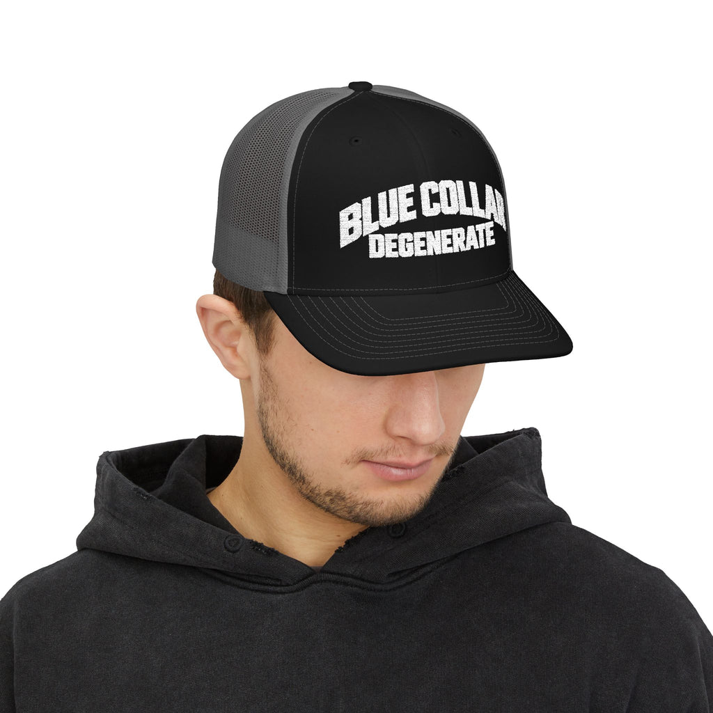 Snapback Trucker Cap Embroidered Blue Collar Degenerate Hat