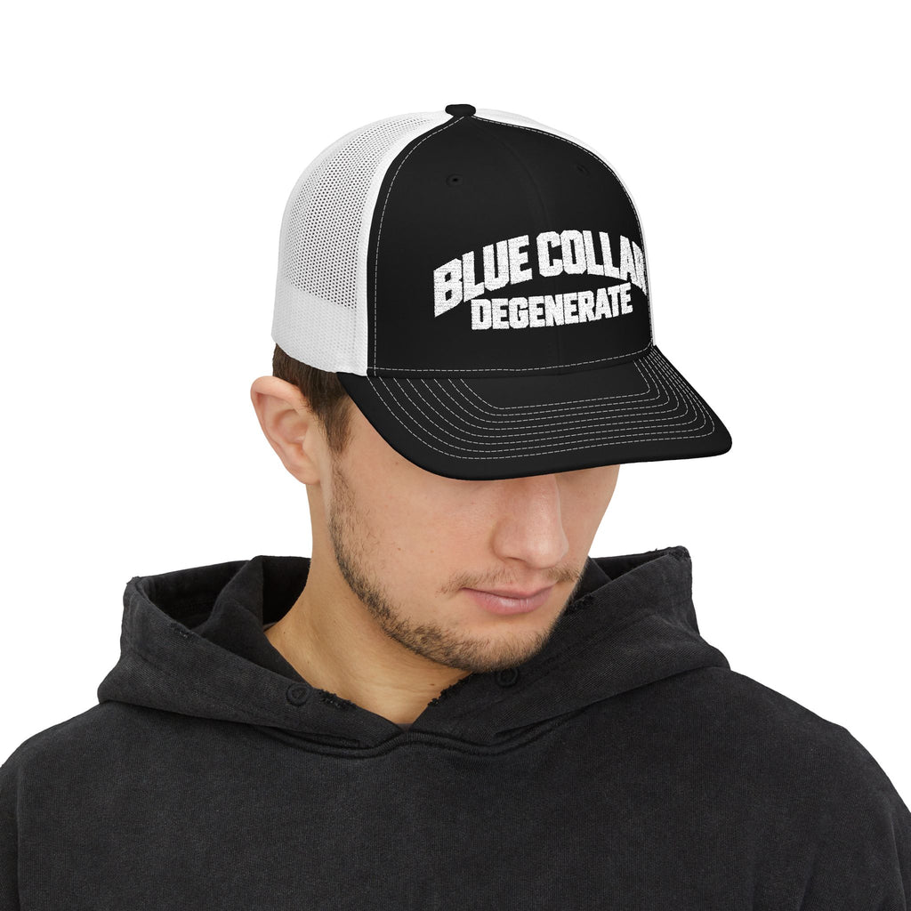 Snapback Trucker Cap Embroidered Blue Collar Degenerate Hat